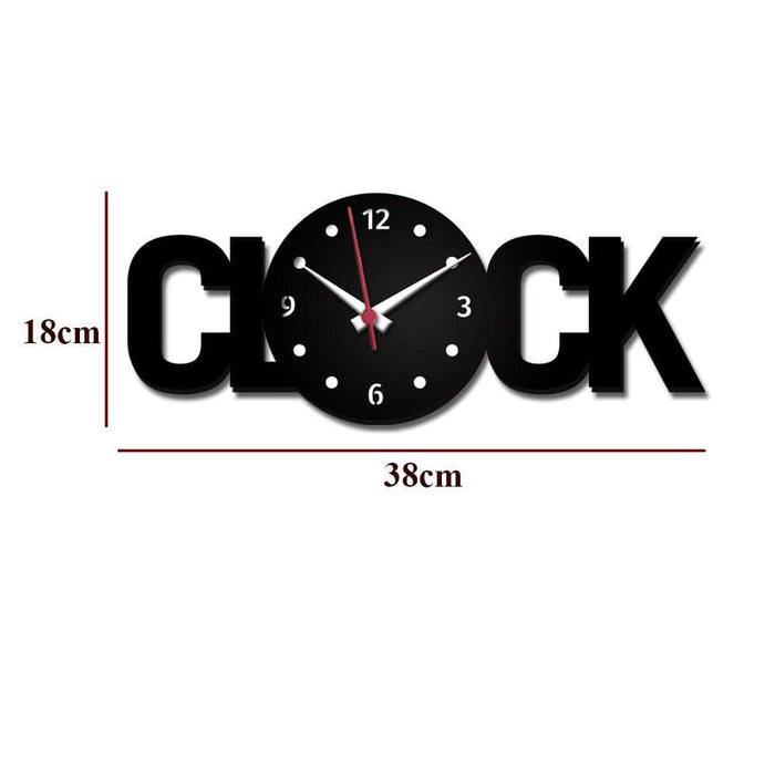 Clock Text Shape Wooden Wall Clock