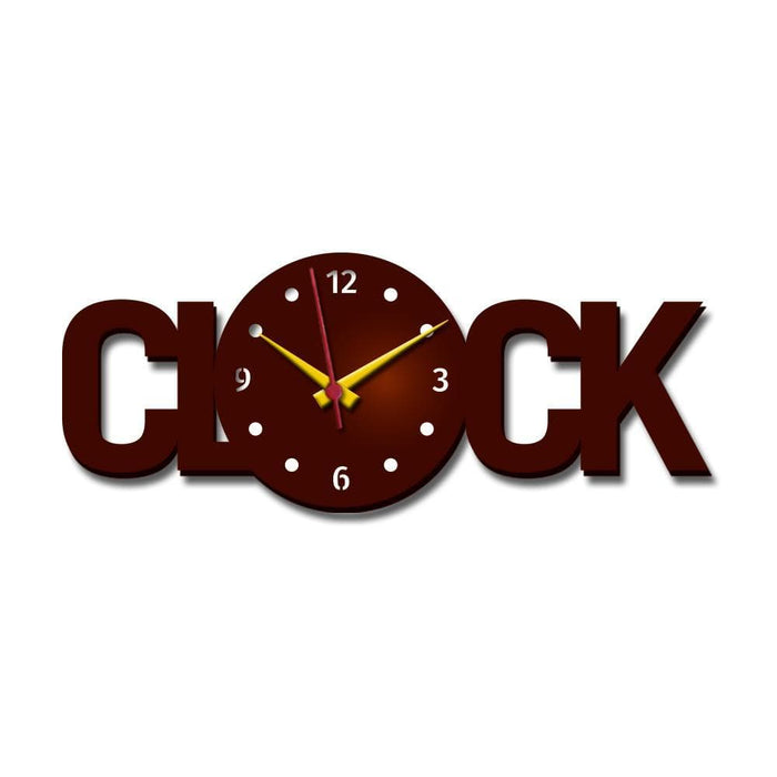 Clock Text Shape Wooden Wall Clock