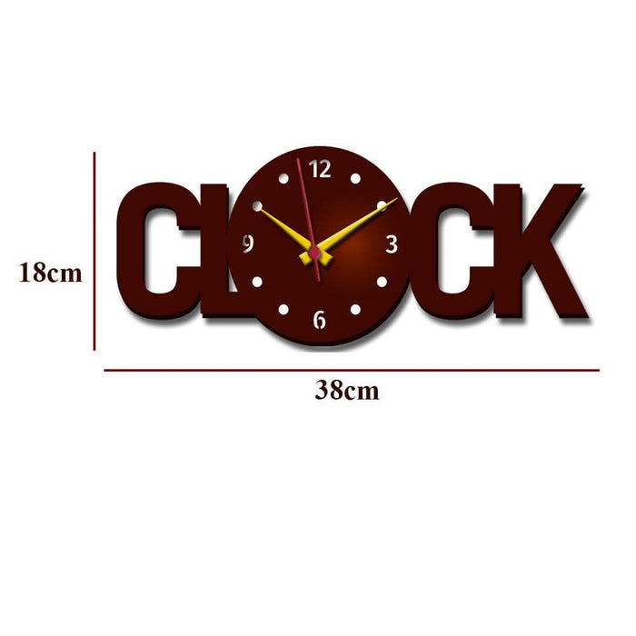 Clock Text Shape Wooden Wall Clock