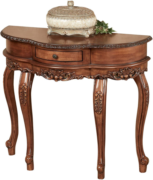 Natural Cherry Classic Wooden Console Table -Victorian Style - Decorative Regal Furniture - Half Circle Moon Shape