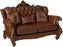 Versailles Loveseat w/3 Pillows Tone Light Brown PU & Cherry