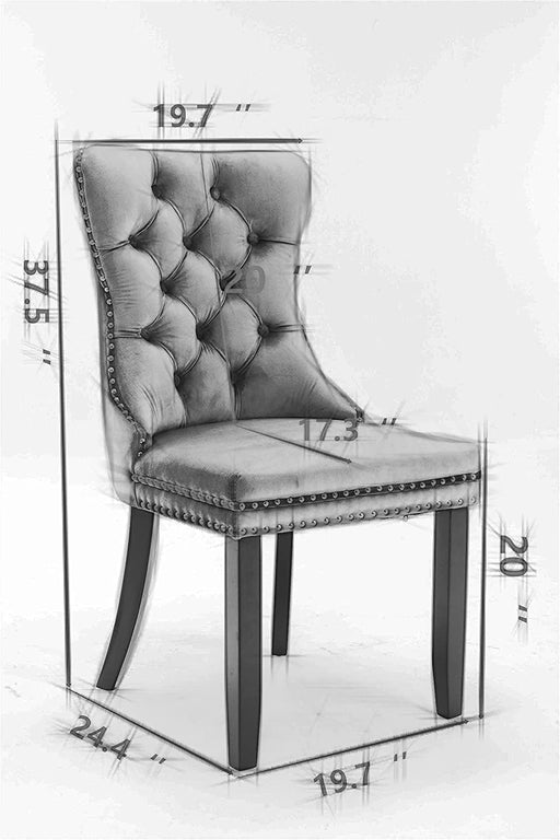 Velvet Upholstered Dining Chairs Set of 4, High-end Tufted Wingback Dining Side Chair with Nailhead Back Ring Pull Trim Solid Wood Legs, Contemporary Nikki Collection Modern Style for Kitchen