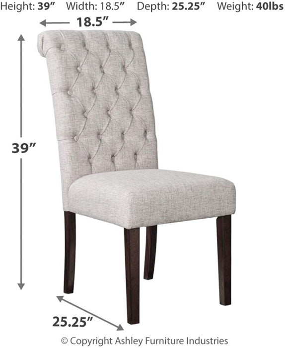 Classic Upholstered Dining Chair, Set of 2, Light Gray