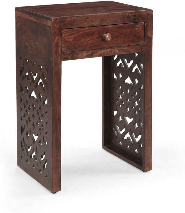 Home Annabelle Mango Wood Bedside Table, Brown