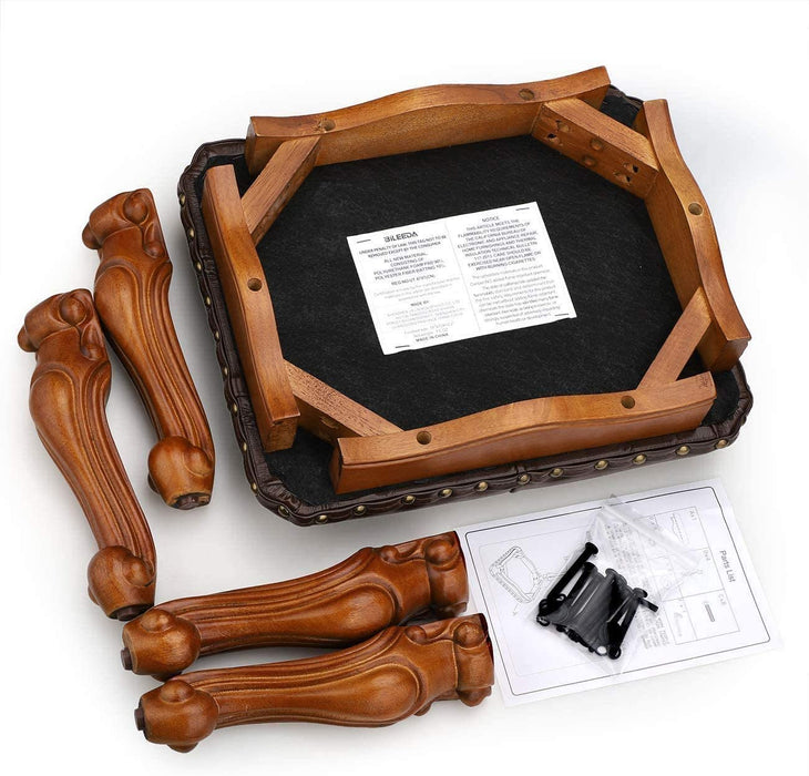 Small  Footstool Ottoman Upholstered Footstool, Solid Rubber Wood/Living Room Stool. (Brown)