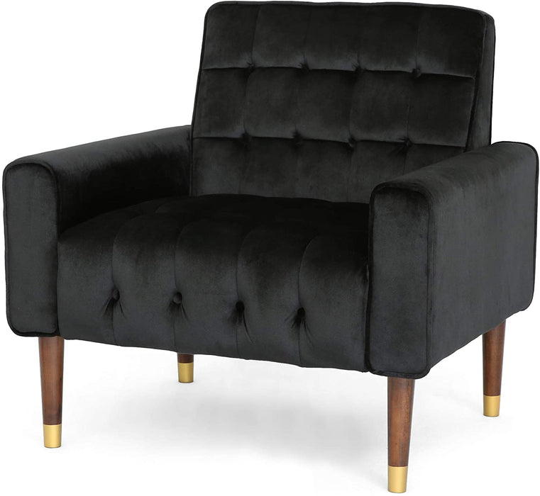 Velvet Armchair, Modern Glam, Button-Tufted, Waffle Stitching,