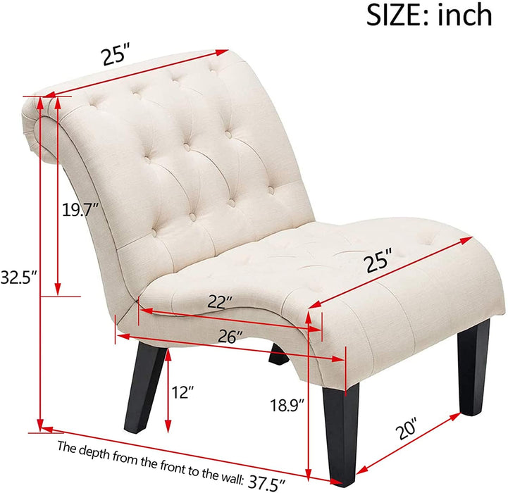 Upholstered Accent Chair for Bedroom Living Room Chairs Lounge Chair with Wood Legs Cream Fabric