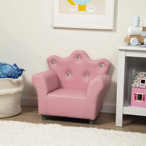 Pink Faux Leather Child’s Crown-Back Armchair (Kid’s Furniture)