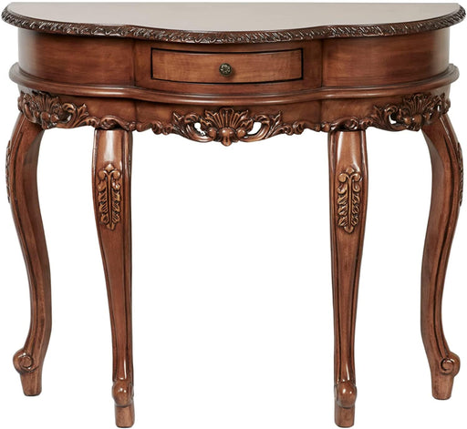 Natural Cherry Classic Wooden Console Table -Victorian Style - Decorative Regal Furniture - Half Circle Moon Shape