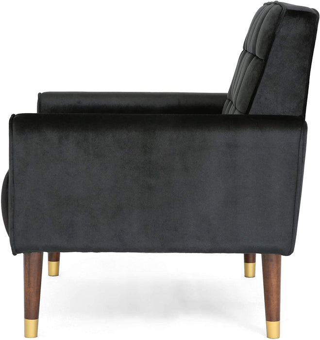 Velvet Armchair, Modern Glam, Button-Tufted, Waffle Stitching,