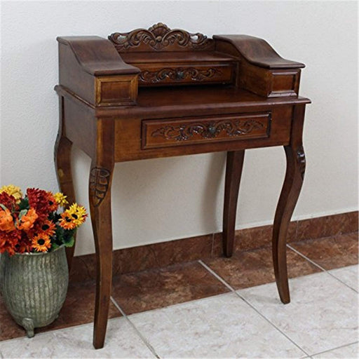 Furniture Piece Carved Wood Two Drawer Telephone Table