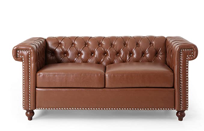 Brinkhaven Leather Love Seats, with Wood Legs