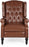 Contemporary Wide Tufted Recyliner Wooden Chair , Cognac Brown, Dark Brown