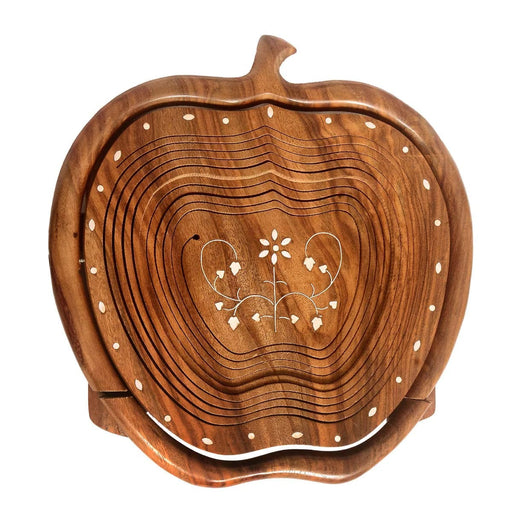 BEAUTIFUL ROSE WOOD FRUIT/VEGETABLES FOLDABLE APPLE SHAP BASKET