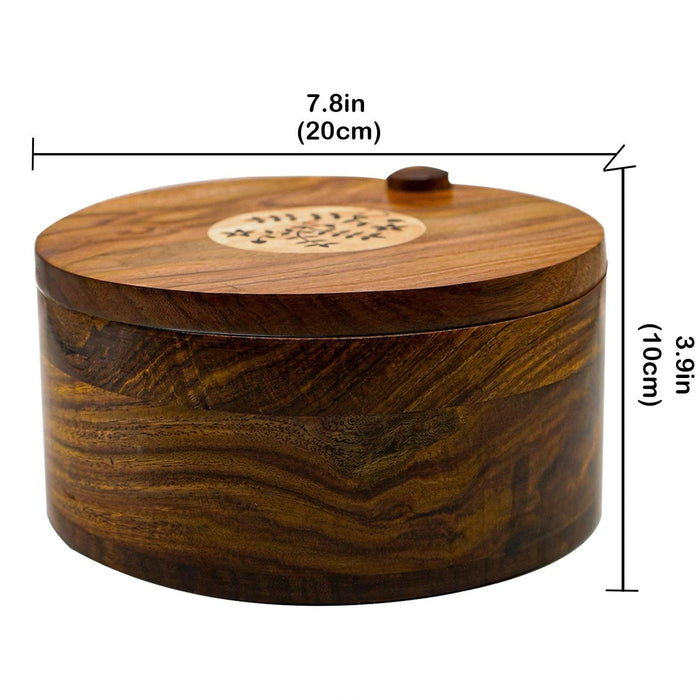 SHEESHAM WOOD CHAPATI BOX, WOODEN HOT POT ROTI DABBA WITH LID, ROTI STORAGE SERVER BASKET, CONTAINER FOR KITCHEN