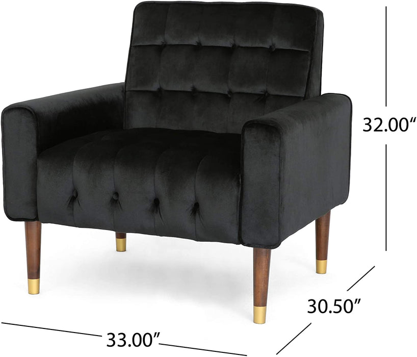 Velvet Armchair, Modern Glam, Button-Tufted, Waffle Stitching,