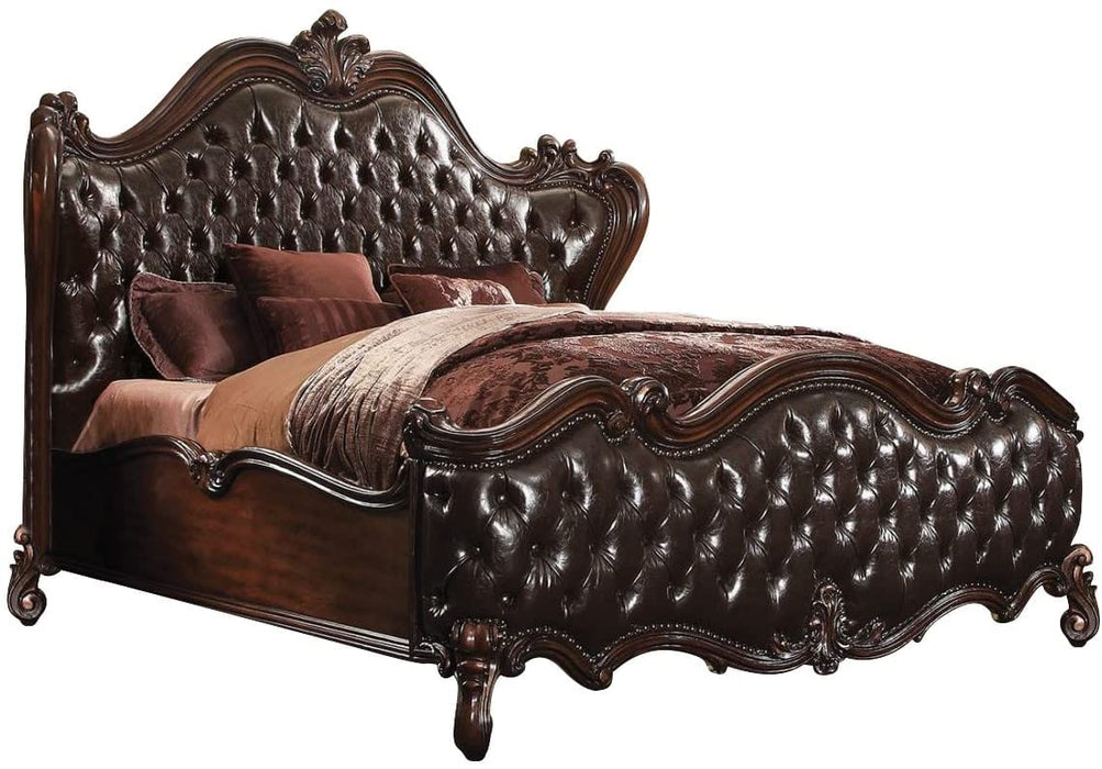 Versailles Eastern King Bed Tone Dark Brown PU & Cherry