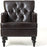 Wide Tufted Upholstery Club Chair with Arm Rest , Brown