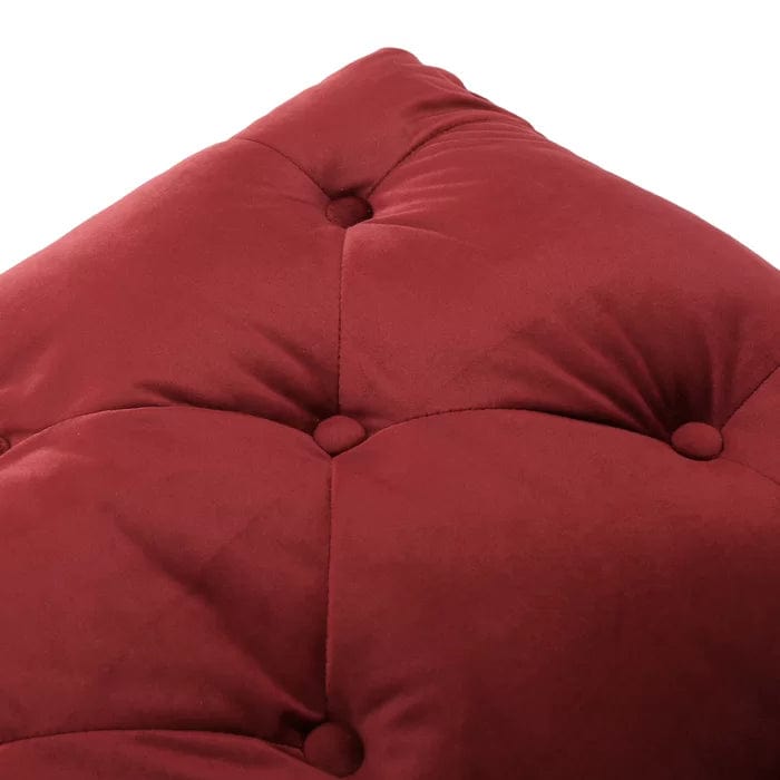 Wide Velvet Tufted Rectangle Solid Footstool Ottoman