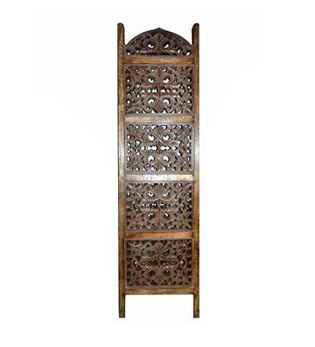 Solid Wood 3 Panel Room Wooden Partition (Brown) for Living Room