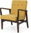 Conrad Fabric Mid-Century Birch Club Chair, Wasabi and Dark Espresso, Mustard