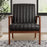 Wooden Arm Accent Chair for Living Room-Real Wood-Modern Channeled Tufting