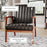 Wooden Arm Accent Chair for Living Room-Real Wood-Modern Channeled Tufting