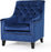 Tufted Back New Velvet Club Chair (Navy Blue