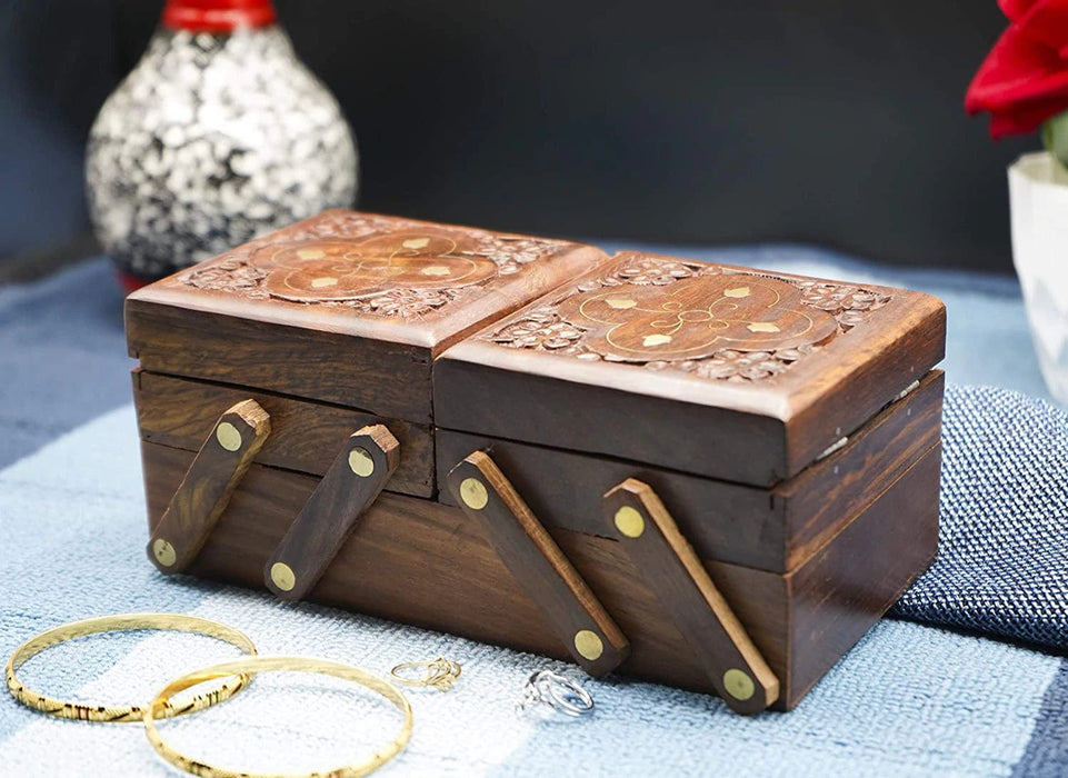 3 IN 1 WOODEN JEWELRY BOX