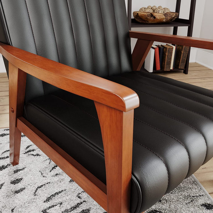 Wooden Arm Accent Chair for Living Room-Real Wood-Modern Channeled Tufting