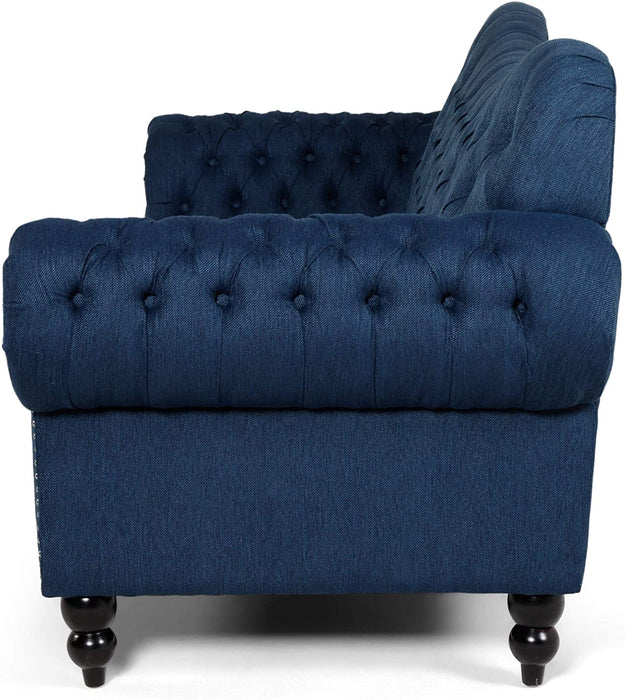 Nathan Chesterfield Button Tufted Fabric 3 Seater Sofa