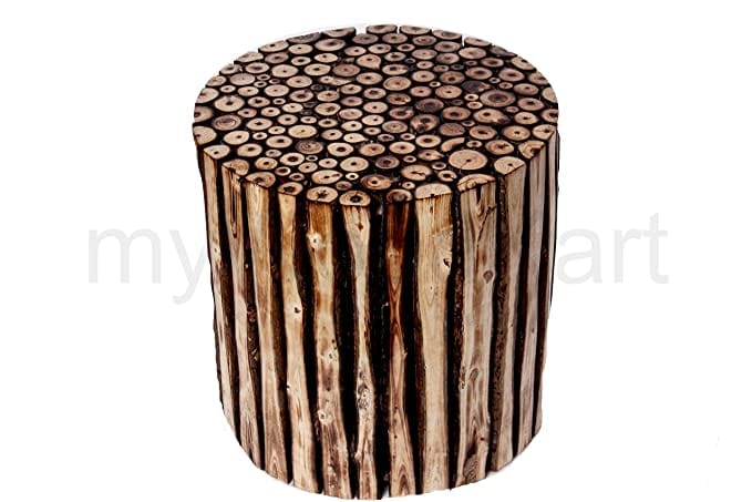 Round Wooden Stool Natural Wood Logs Best Used as Bedside Tea Coffee Plants Table for Bedroom Living Room Outdoor Garden Furniture