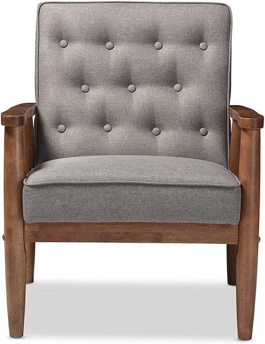 Amazing Wide Tufted back Wooden Cushion Chair