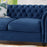 Karen Traditional Chesterfield Loveseat Sofa, Navy Blue and Dark Brown, 61.75 x 33.75 x 27.75