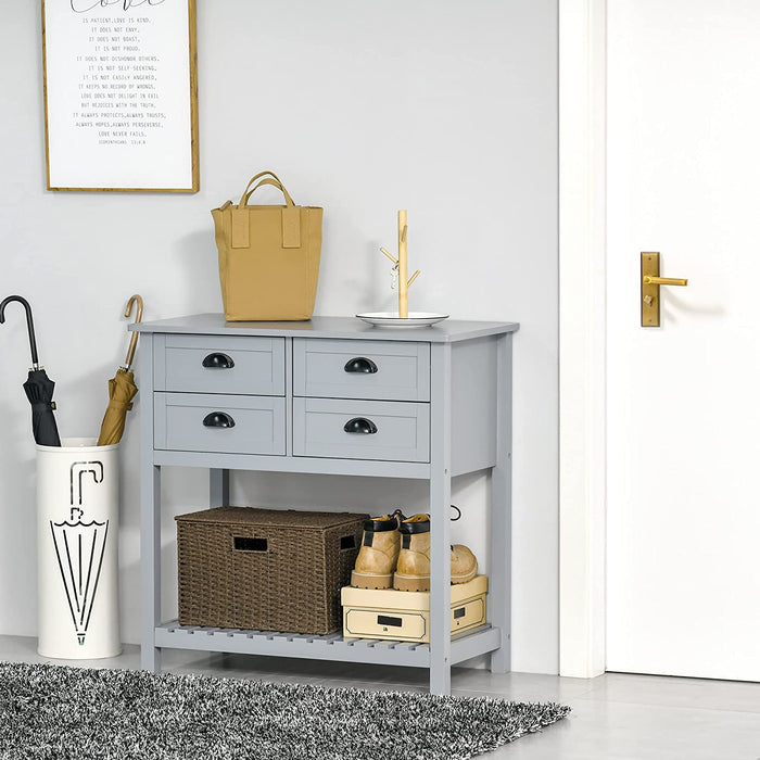 Sideboard Buffet Cabinet, Storage Serving Console Table with 4 Drawers and Slatted Bottom Shelf for Kitchen, Living Room