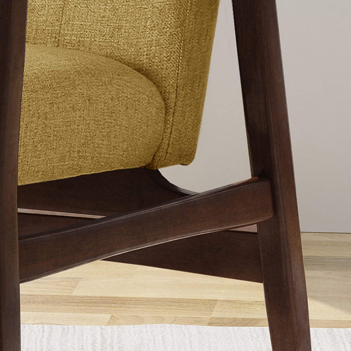 Conrad Fabric Mid-Century Birch Club Chair, Wasabi and Dark Espresso, Mustard