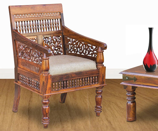Pure Sheesham Wood Antique Look Seating Chair/Wooden Handmade King of Chair for Living Room