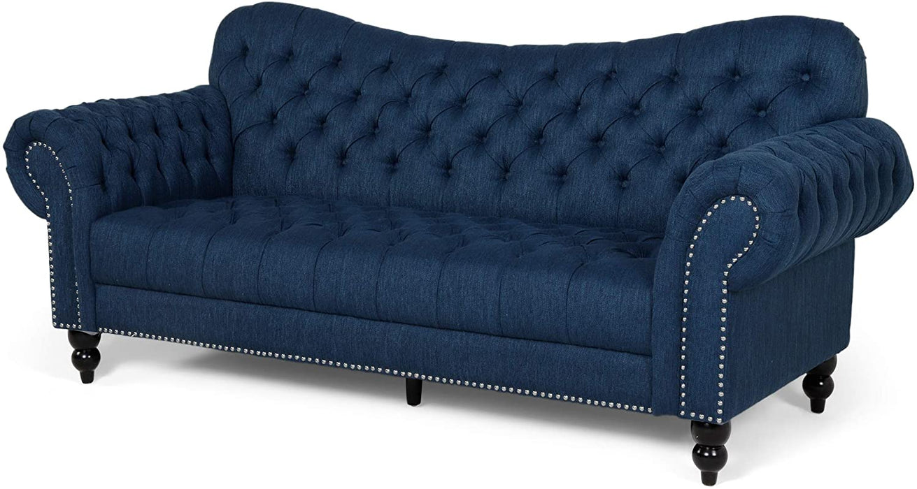 Nathan Chesterfield Button Tufted Fabric 3 Seater Sofa