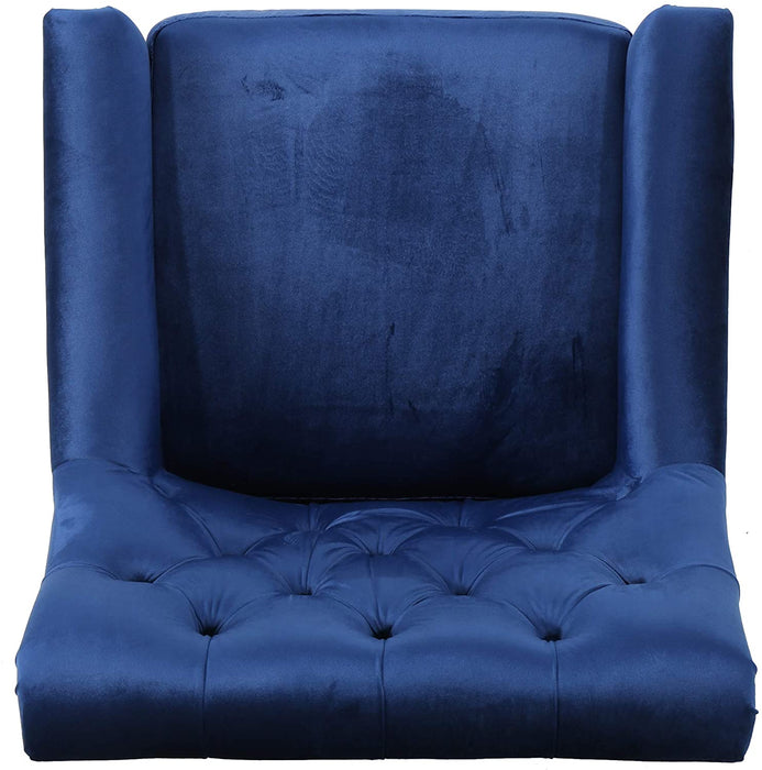 Tufted Back New Velvet Club Chair (Navy Blue