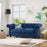 Karen Traditional Chesterfield Loveseat Sofa, Navy Blue and Dark Brown, 61.75 x 33.75 x 27.75