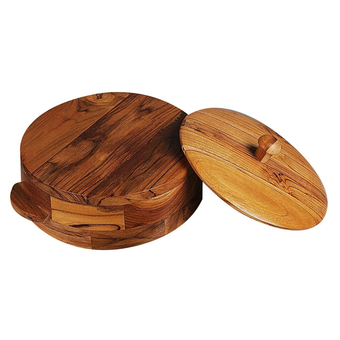 TEAK WOOD CHAPATI BOX/ ROTI BOX/ WOODEN CASSEROLE
