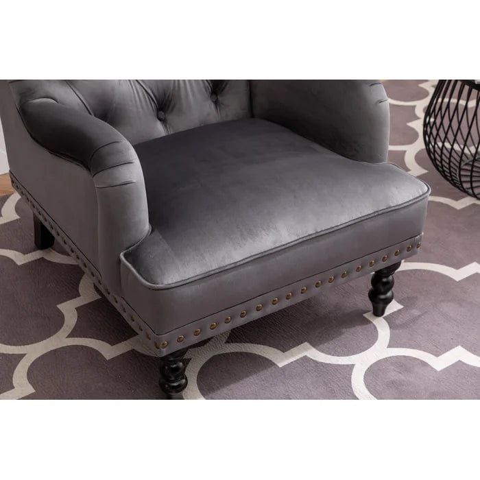 Wide Tufted Velvet Armchair