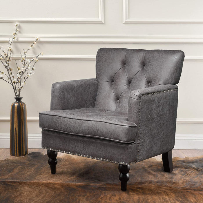 Tufted Club Chair, Fabric Accent Chair