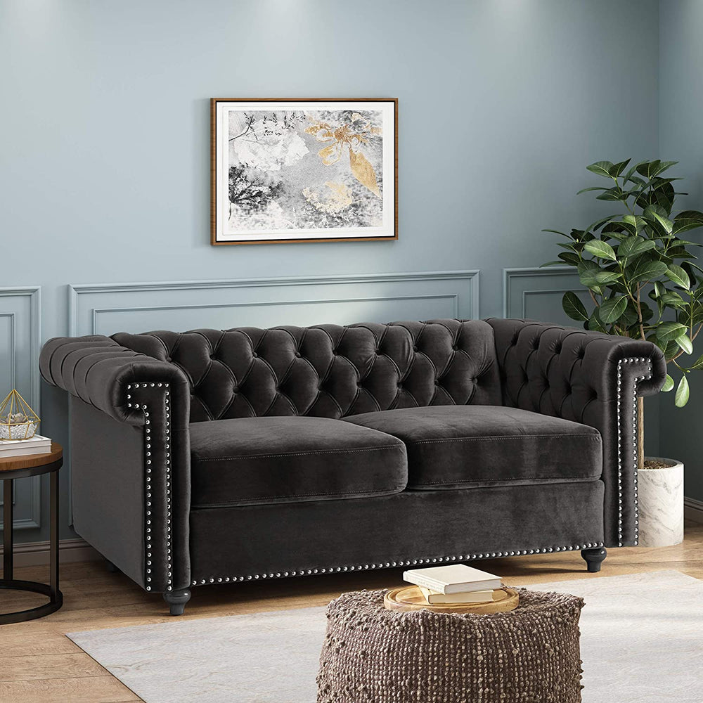 Brinkhaven Tufted Loveseat with Nailhead Trim - Velvet