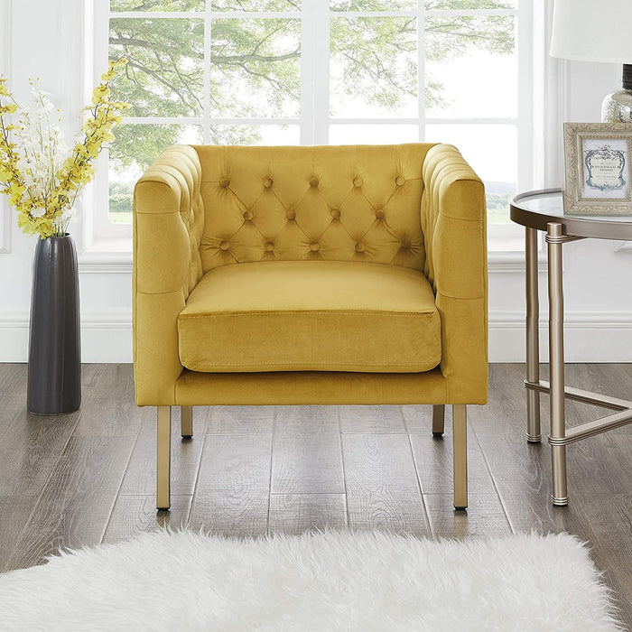 Tufted Club Chair with Metal Legs, Modern arm Chair for Living Room