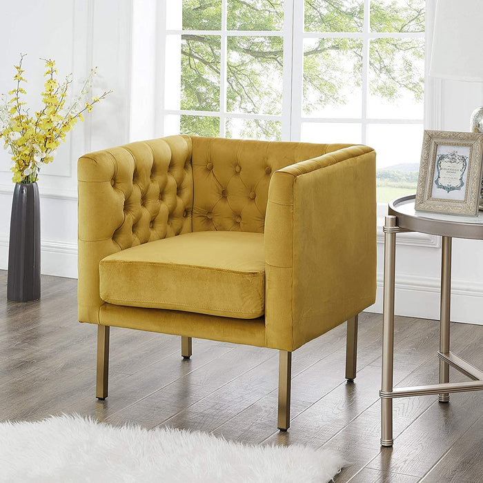 Tufted Club Chair with Metal Legs, Modern arm Chair for Living Room