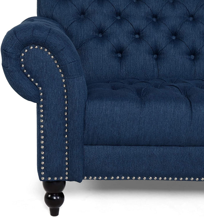 Nathan Chesterfield Button Tufted Fabric 3 Seater Sofa