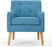 Felicity Mid-Century Fabric Arm Chairs, 2-Pcs Set, Blue