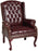 Tufted High Back Traditional Queen Anne Style Chair with Nailhead Accents and Mahogany Finish Legs