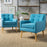 Felicity Mid-Century Fabric Arm Chairs, 2-Pcs Set, Blue